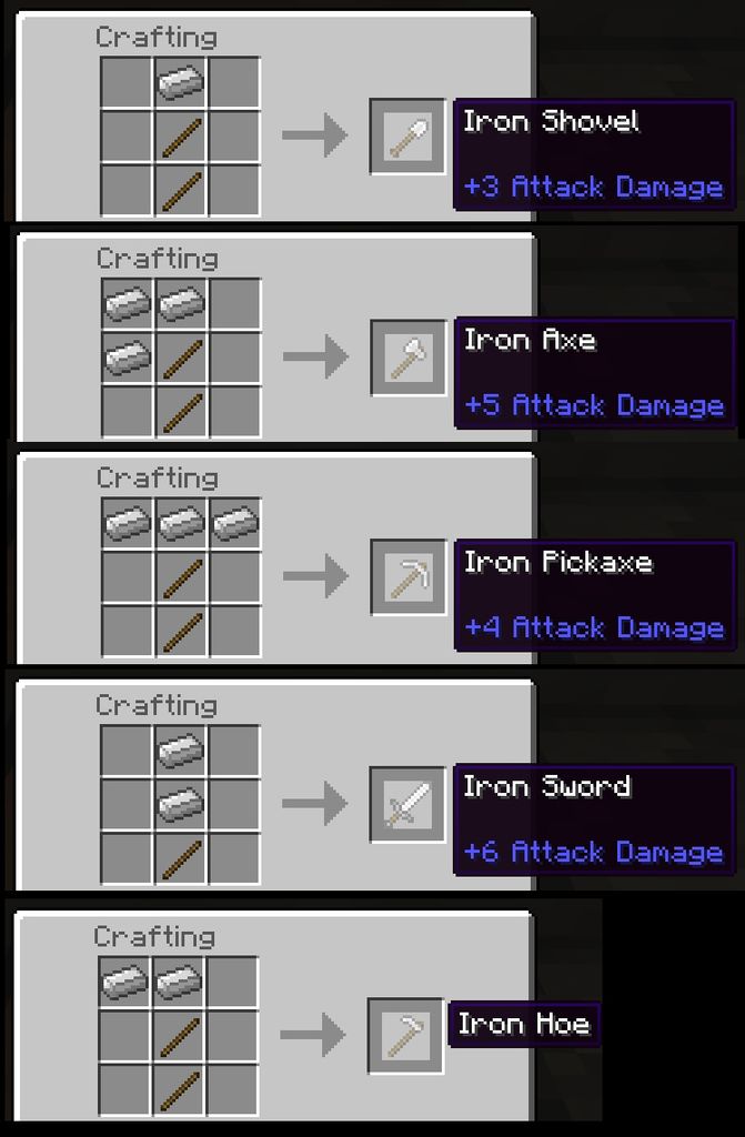 Minecraft Iron Sword Recipe