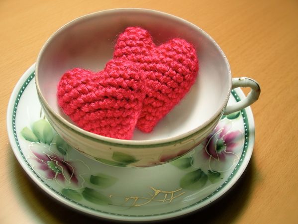 Crocheted Amigurumi-style Hearts