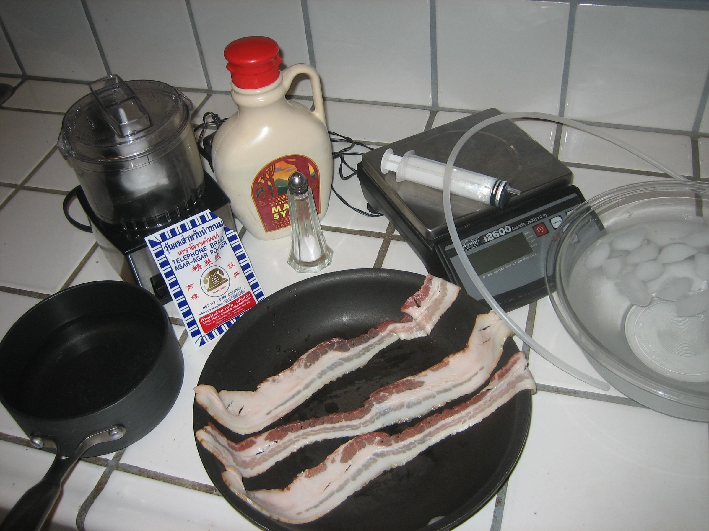 Molecular Gastronomy: Bacon Infused Agar Spaghetti
