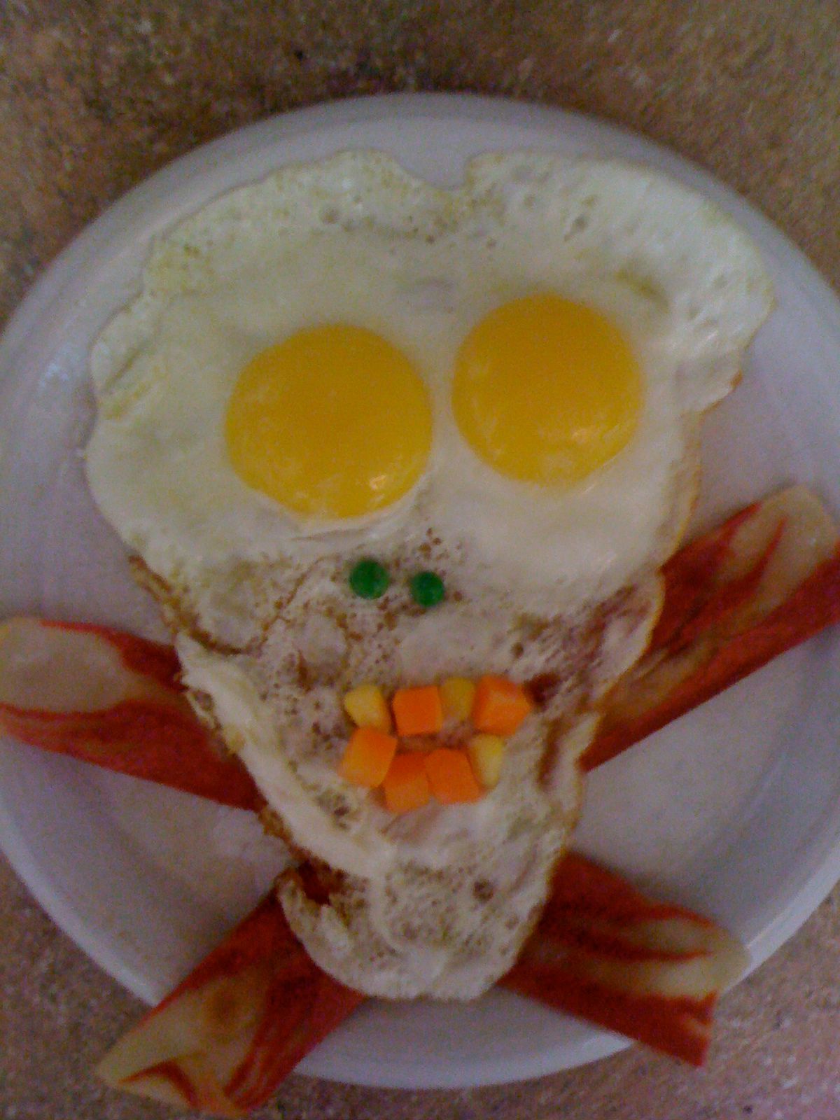 Scary Skull Eggs and Bacon (Vegetarian Style) Breakfast