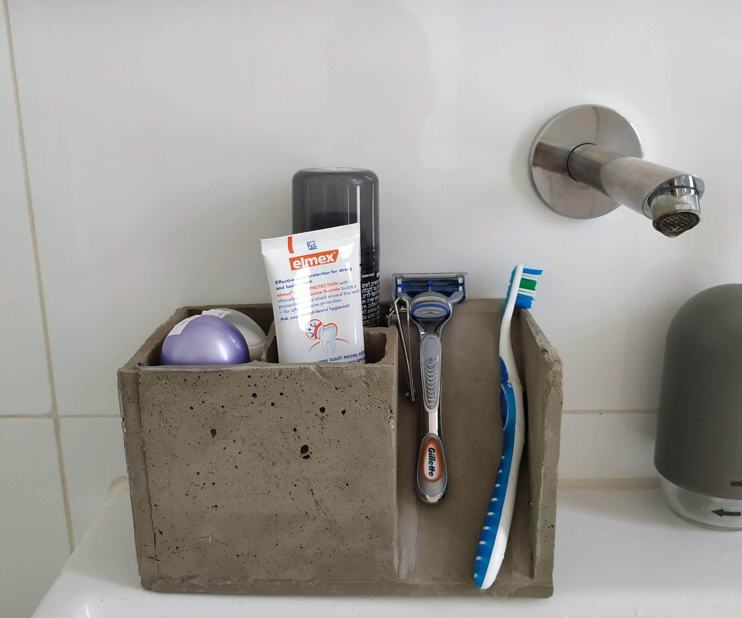 DIY Concrete Toothbrush (and Friends) Holder