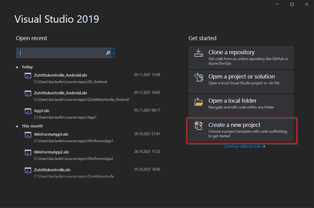 Create a New Project