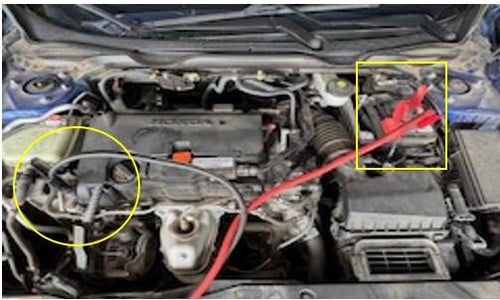 Connect Grounding Jumper Cable to Identified Engine Ground