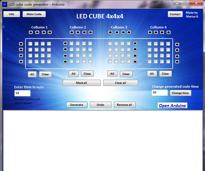 LED Cube Code Generator 4x4x4 Arduino