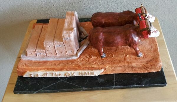 Ceramic Sculpture: Oxen, Ox Haul