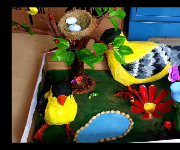 Paper Mache Goldfinch Bird