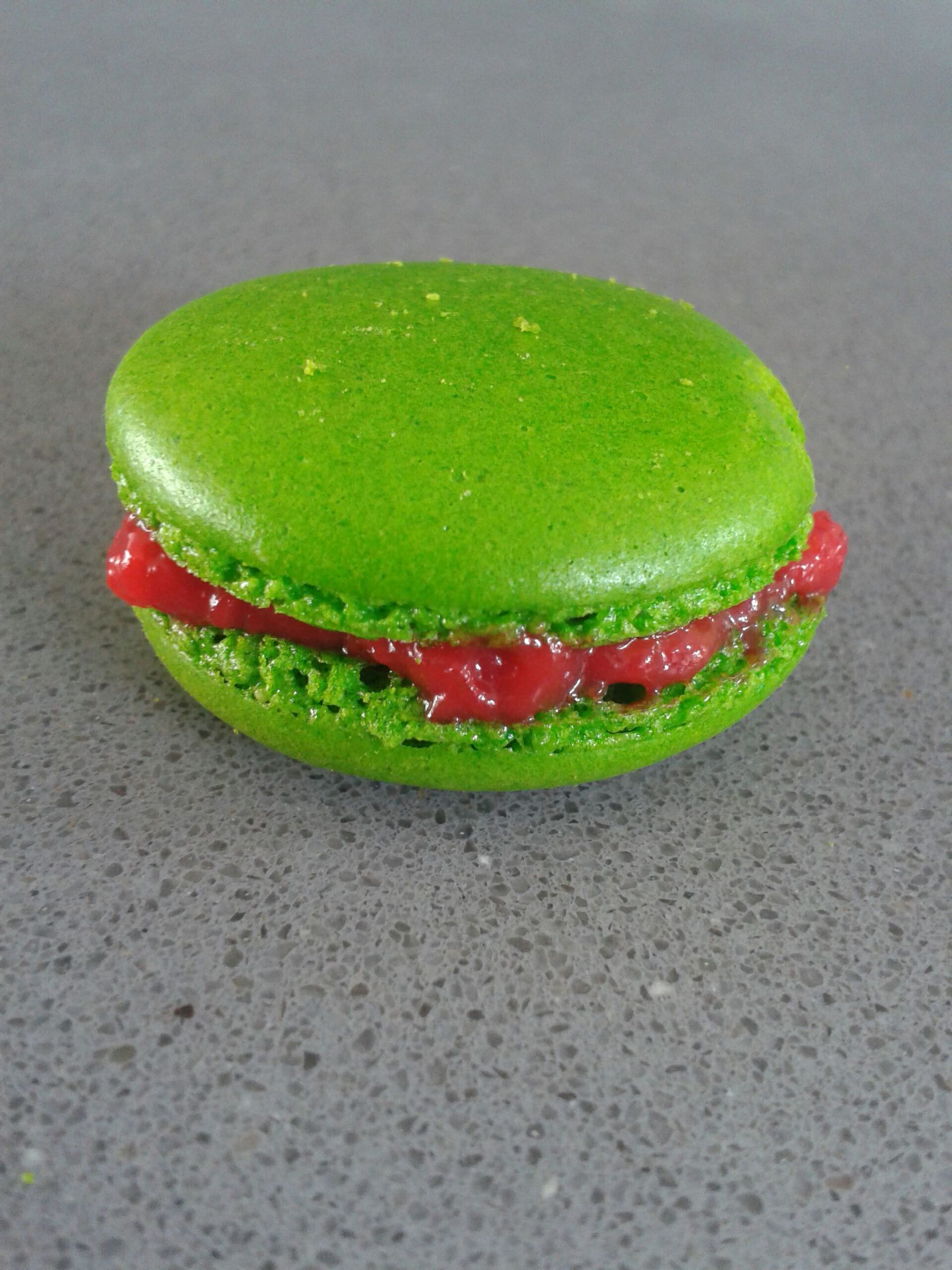 Watermelon chervil french macarons