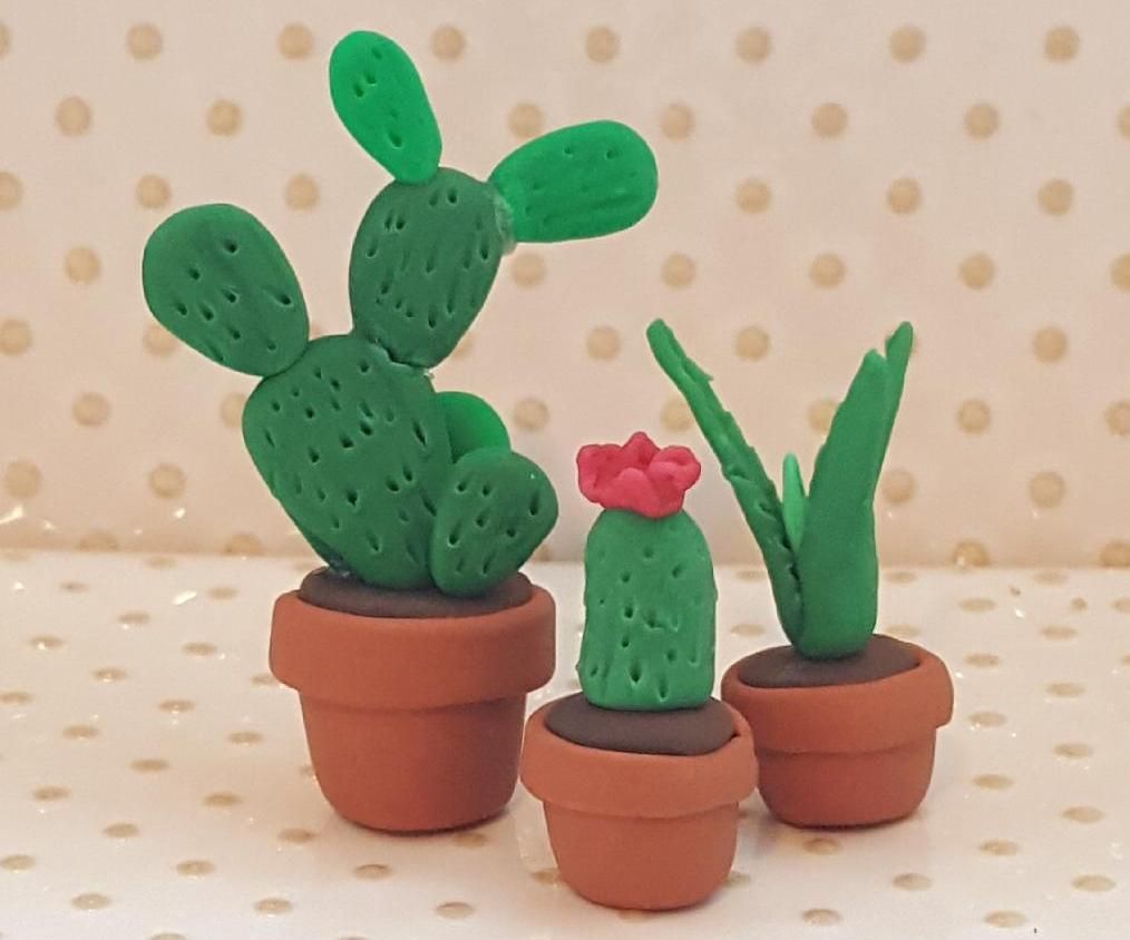 Miniture Polymer Clay Cacti and Succulent