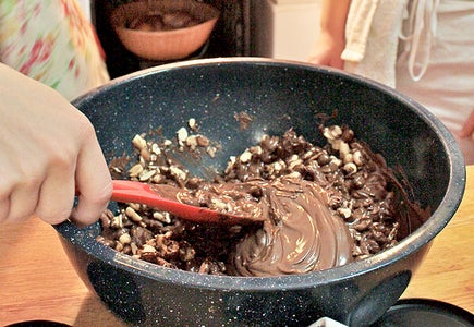 Step Two: Mix the Melted Chocolate With the Nuts