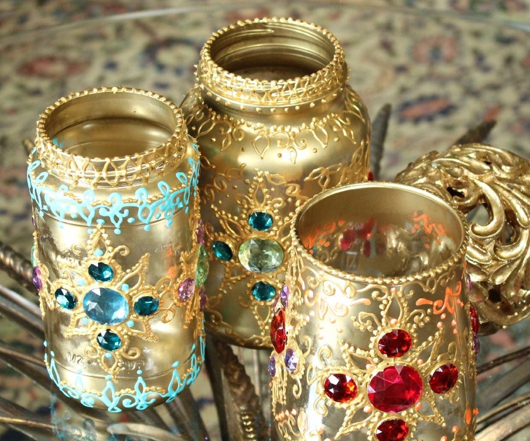 Bejeweled Jar Lanterns