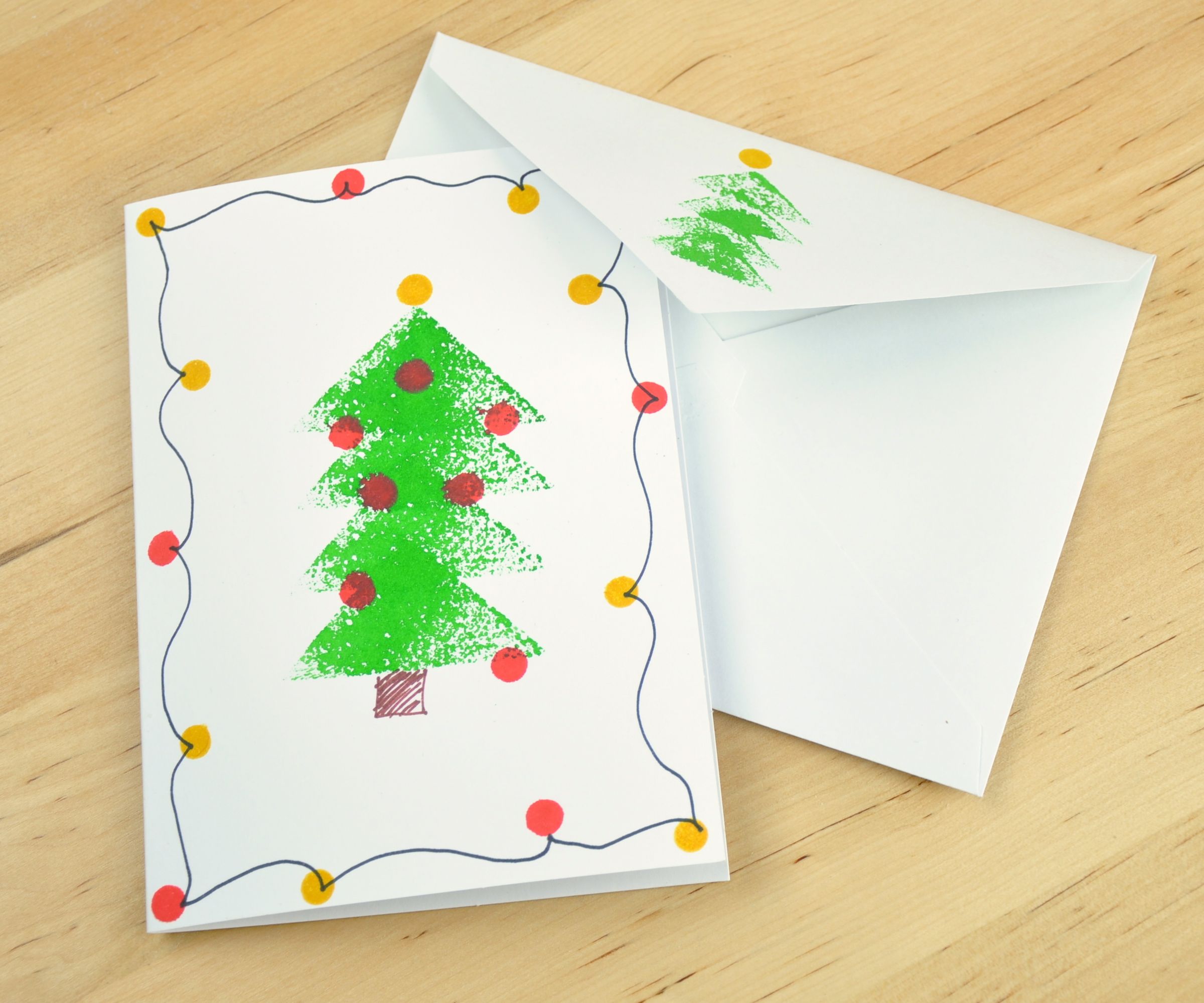 Sponge Stamped Christmas Tree Card