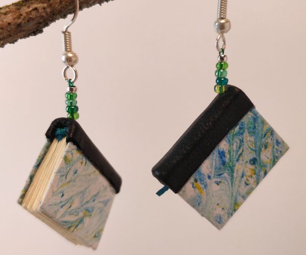 Miniature Hand-bound Book Earrings