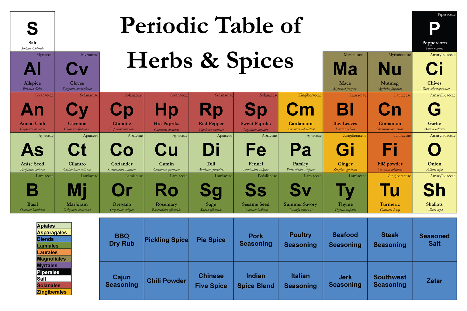 Magnetic Periodic Table of Herbs and Spices with Pictures