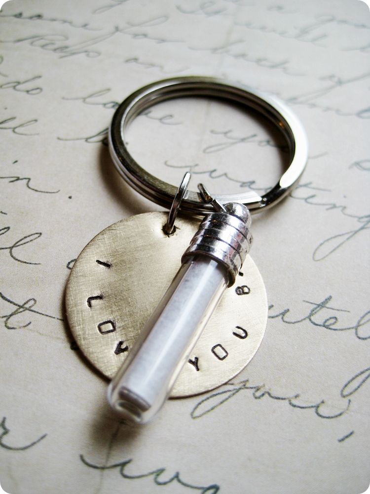 I Love You Because... Message in a Bottle Key Ring