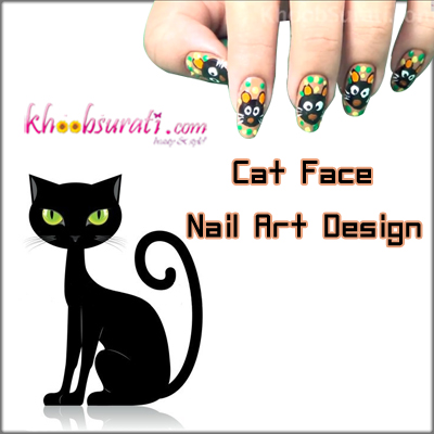 Cat Face Nail Art Design