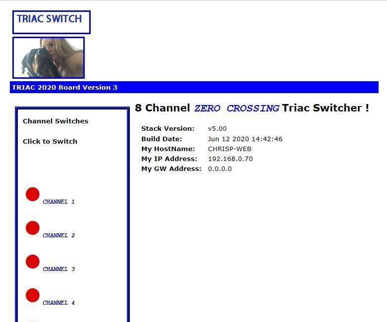 THE NEW ZERO CROSSING OPTO ISOLATED WEB BASED  8 CHANNEL TRIAC CONTROLLER