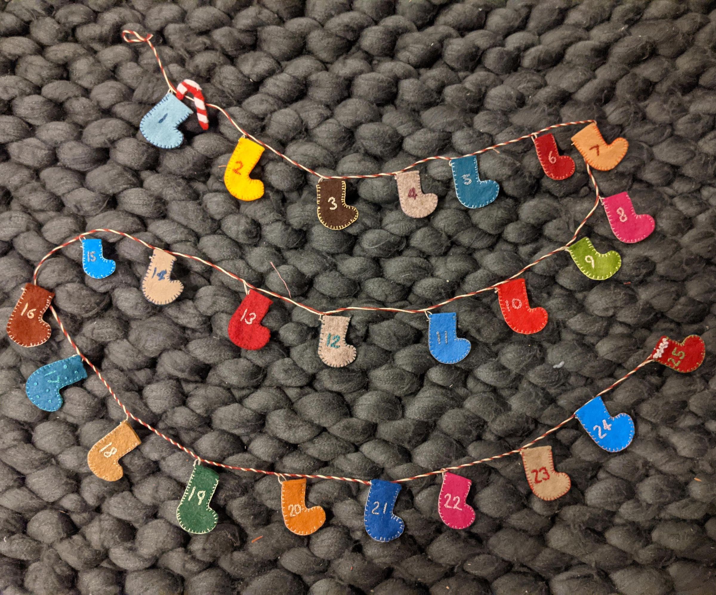 Advent Calendar Felt Stocking Garland