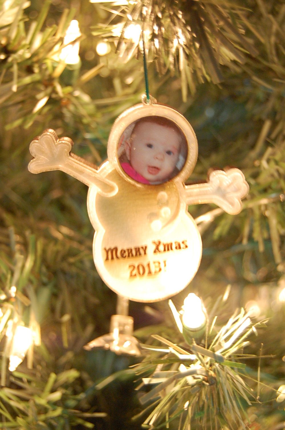 Laser Cut Snowman Photo Ornament