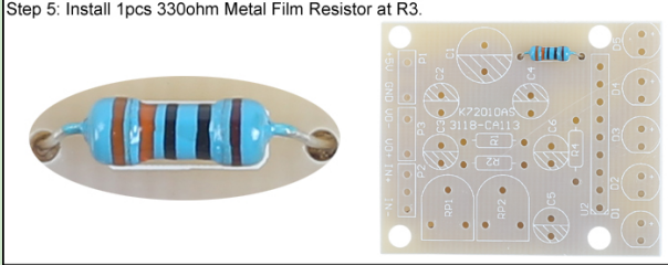 Install 1pcs 330ohm Metal Film Resistor at R3