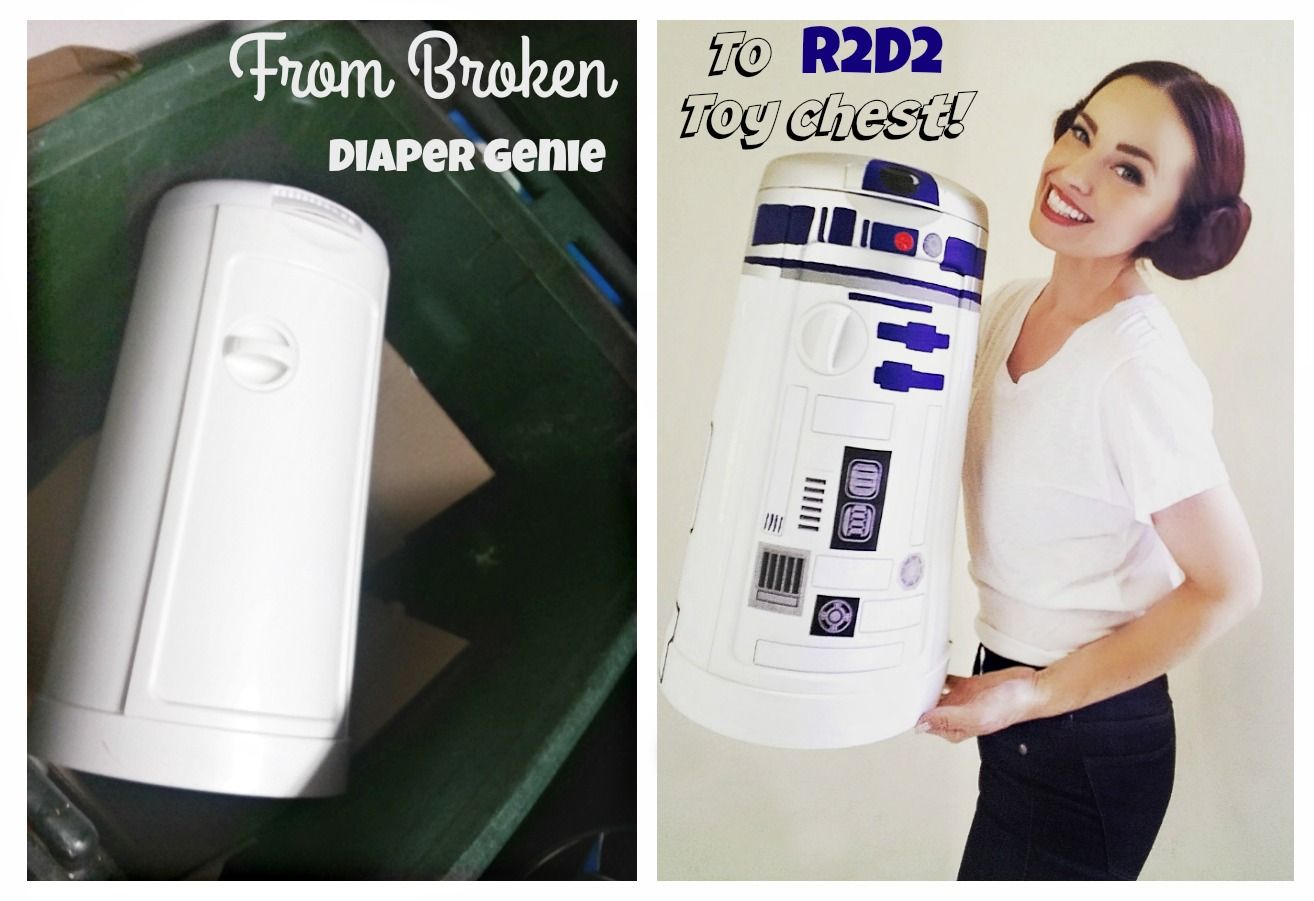 Broken Diaper Genie Turned R2D2 Toy Chest!