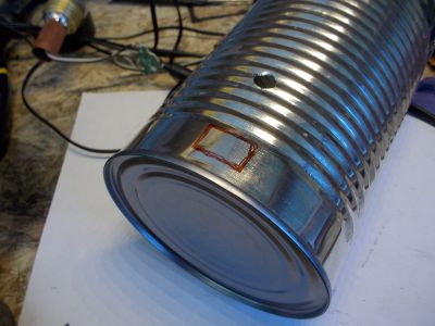 Drill Two Holes for the Wires and Another One for the Switch in the Tall Can