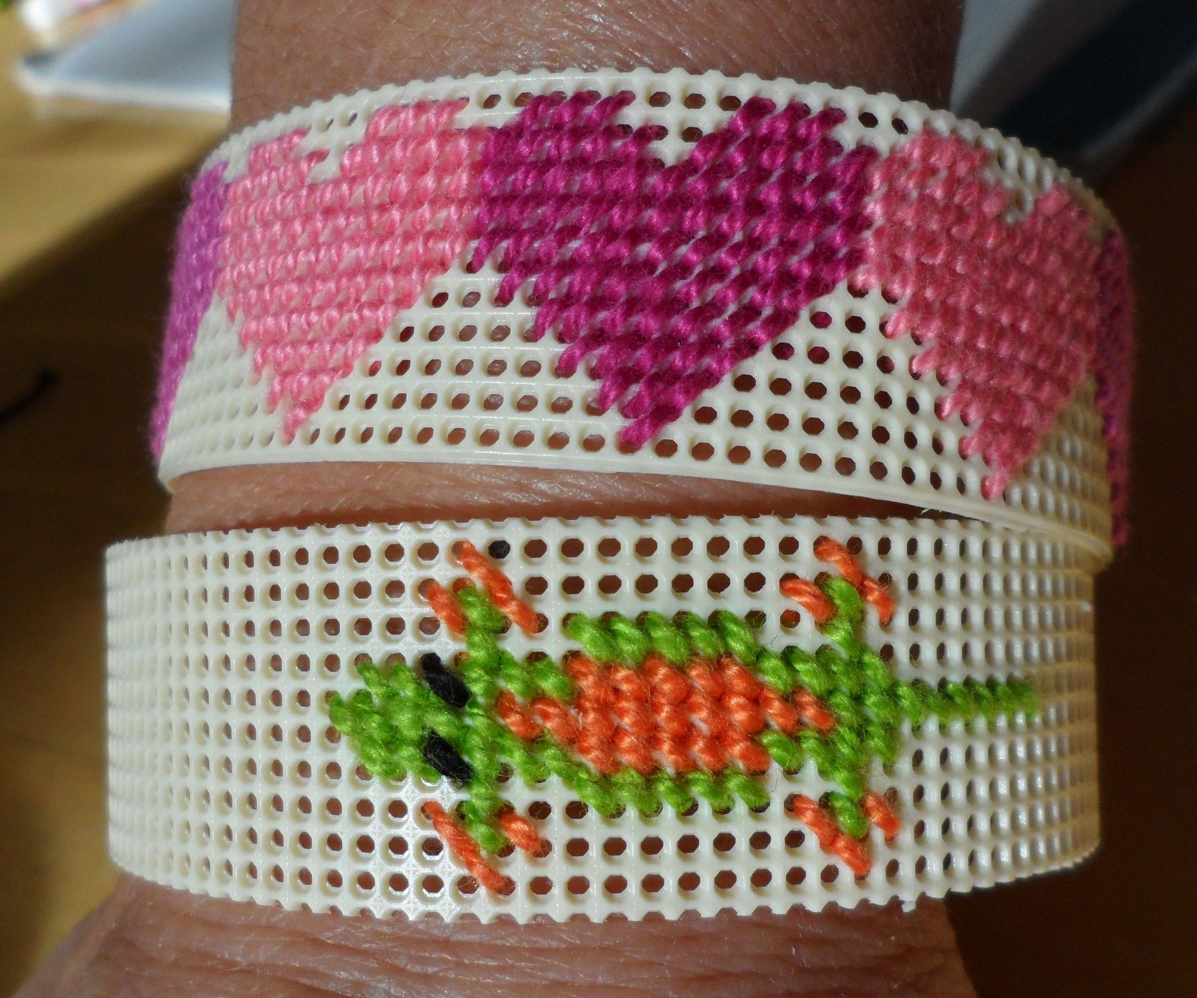 Heart or Gecko Plastic Canvas Bracelet