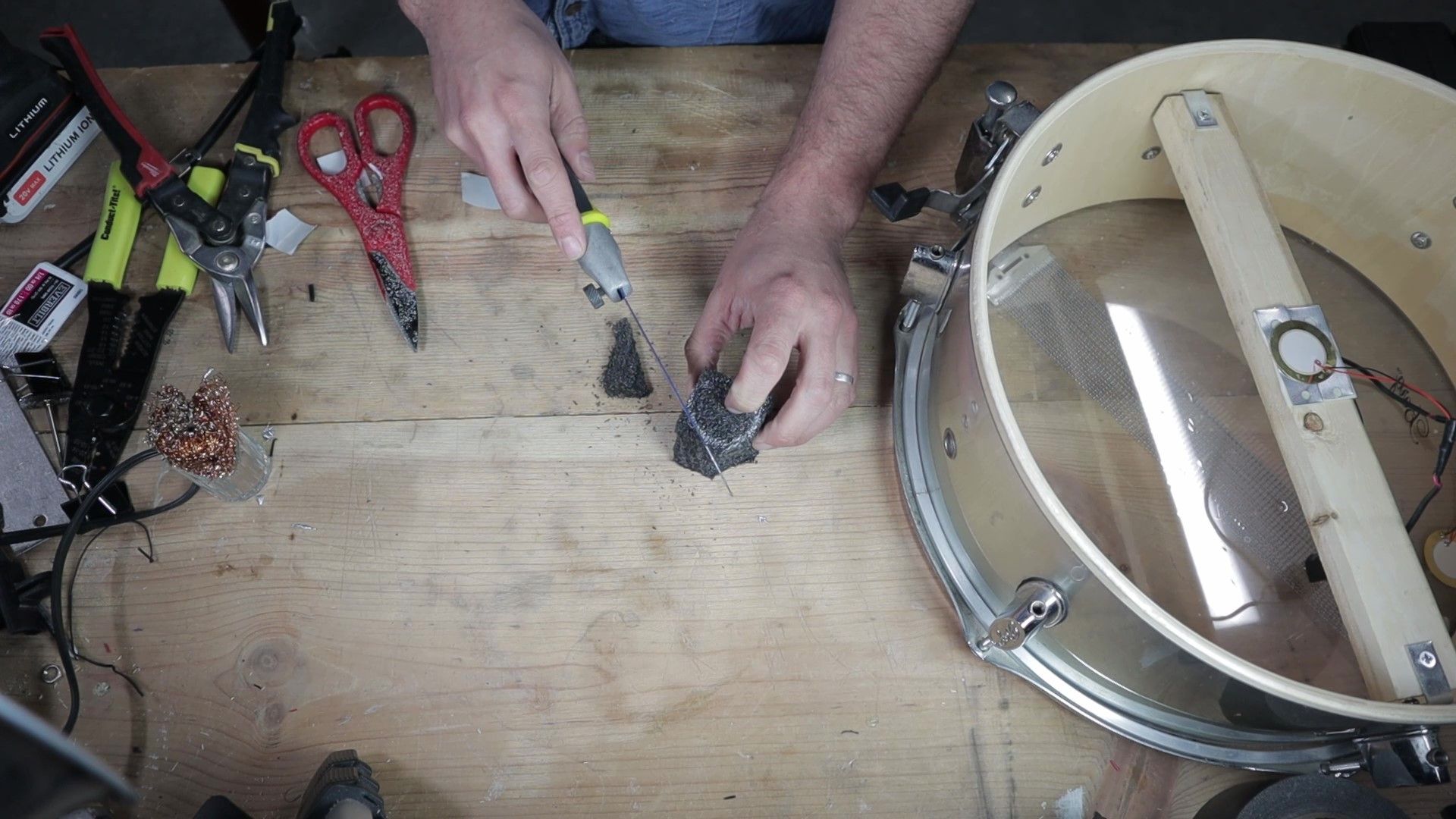 Drum Conversion Acoustic to Electric With DIY Heads and Triggers 6