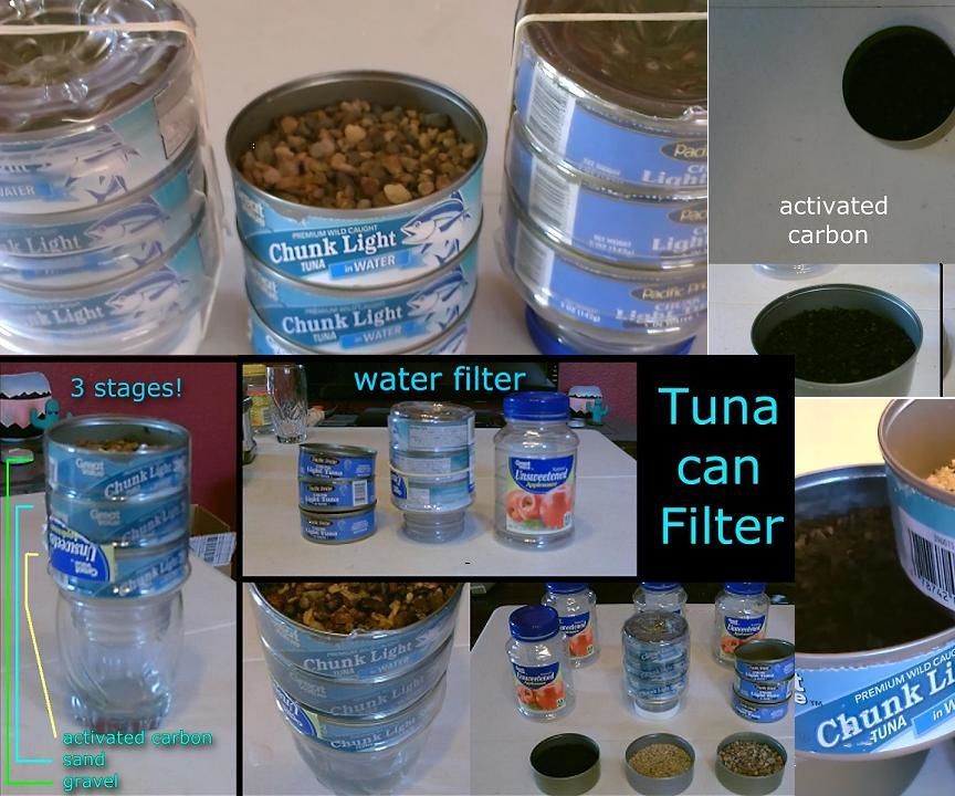 Homemade Water Filter! the 3-stage Tuna-Can Water Purifier!