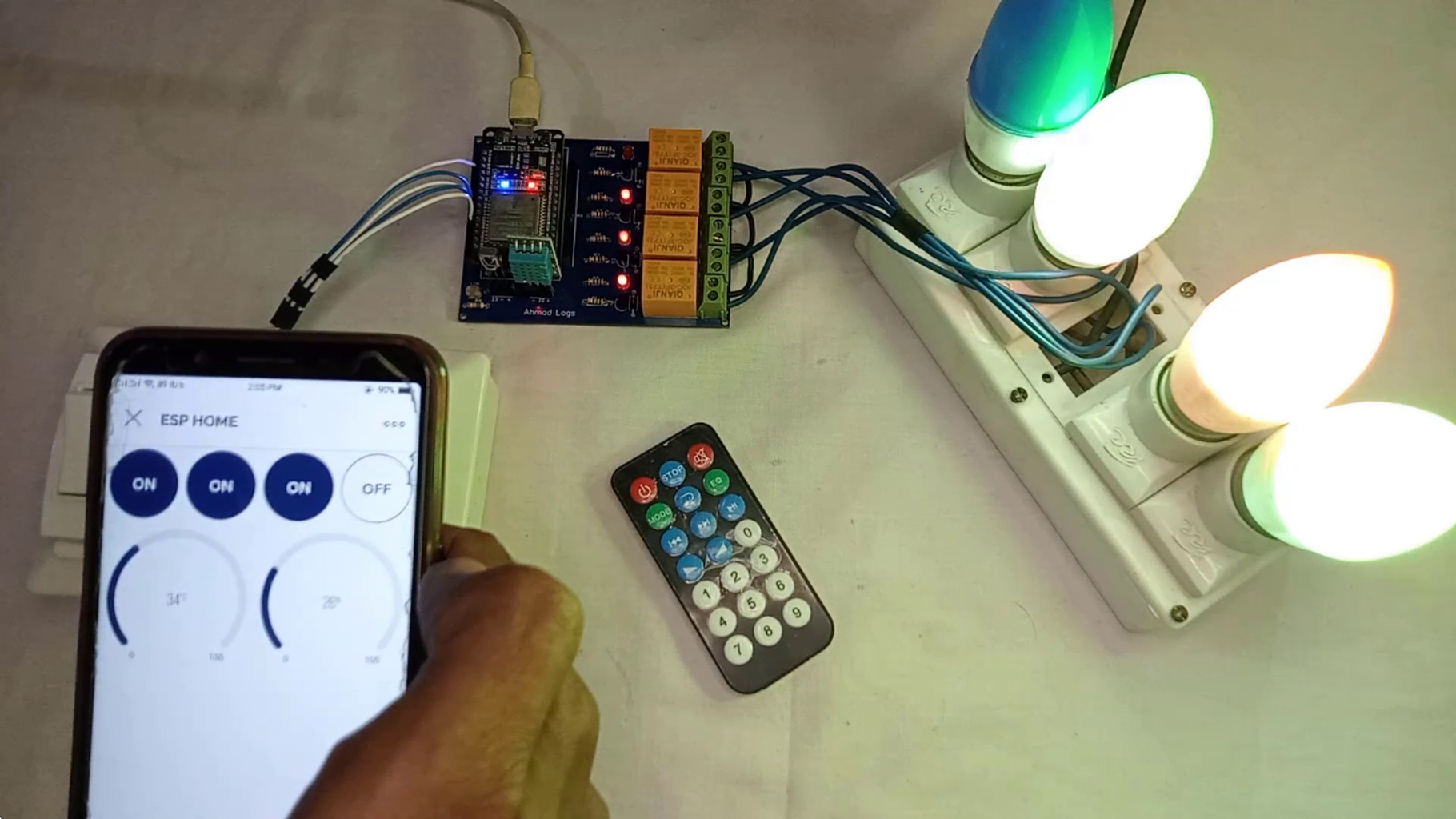 ESP32 Home Automation Project Using IR Remote Control and Blynk IoT ... Circuit Diagram