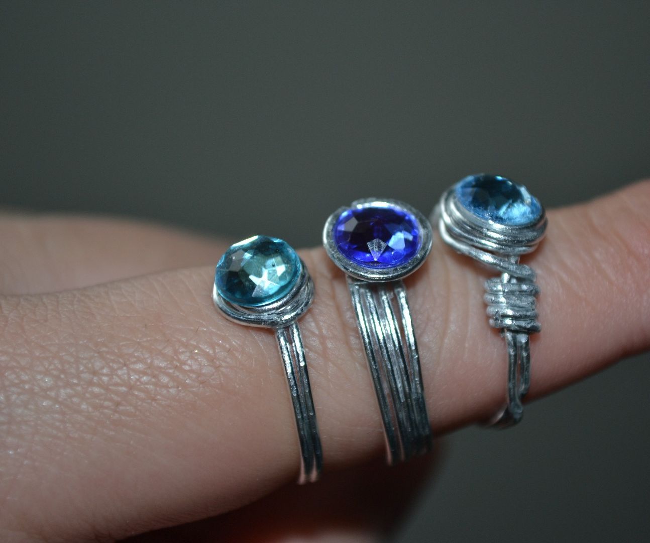 Wire and Rhinestone Ring