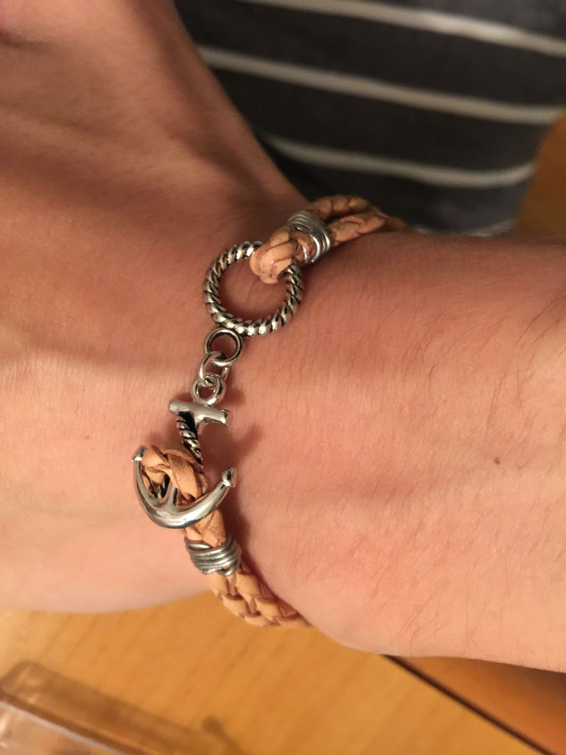 Leather Cord Anchor Bracelet