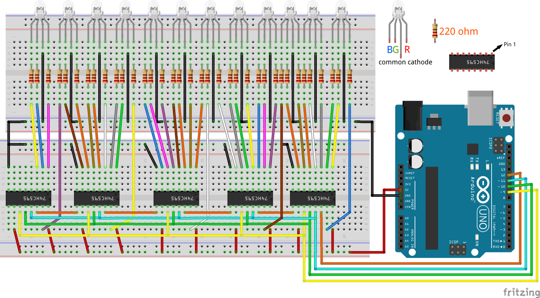Arduino 74hc595 Rgb Leds With 20 Effects : 7 Steps (with Pictures ...
