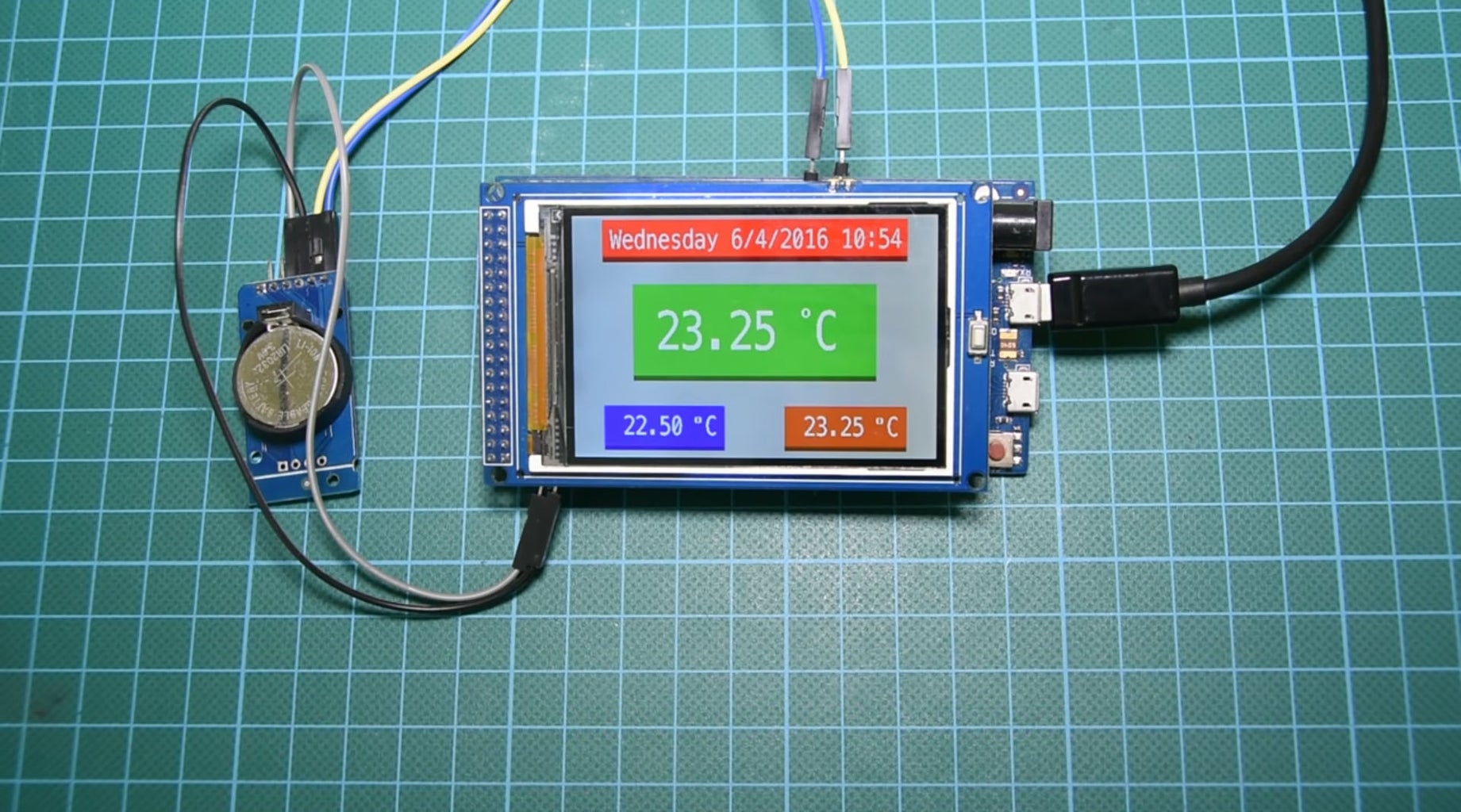 Arduino Temperature Monitor and Real Time Clock With 3.2" Display : 6 ...
