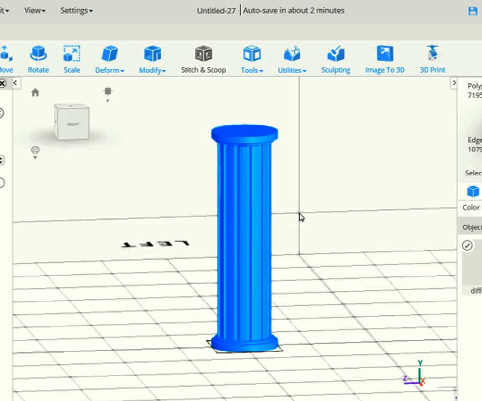 SelfCAD 3D Pillar With Extrusion