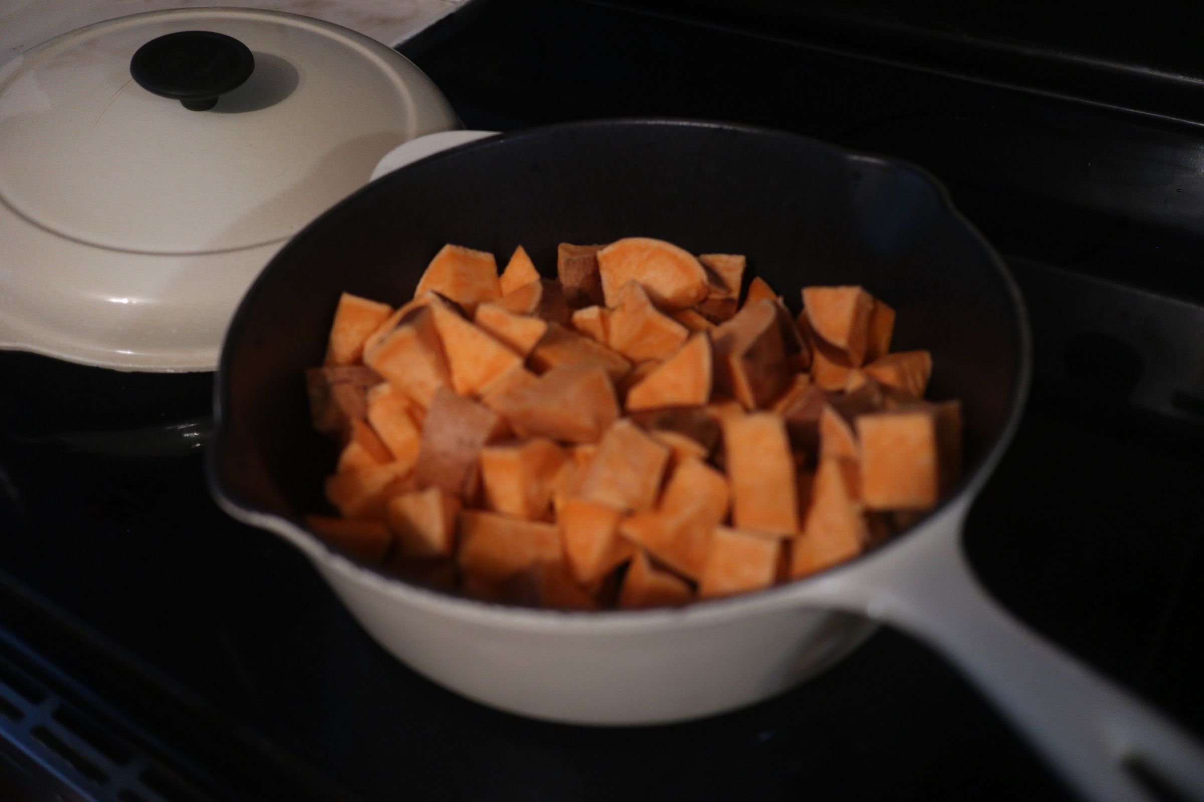 Steamysaute Sweet Potatoes With Sesame Seeds and Cilantro Lime Herb