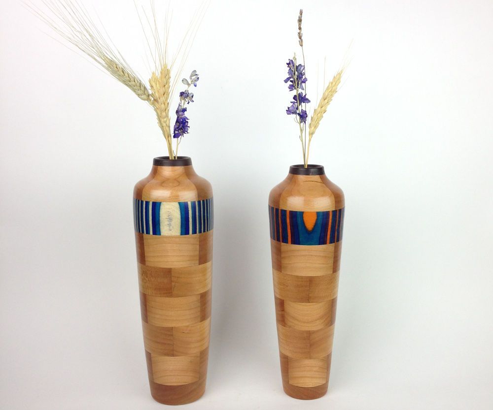 Colorful Segmented Wooden Vase