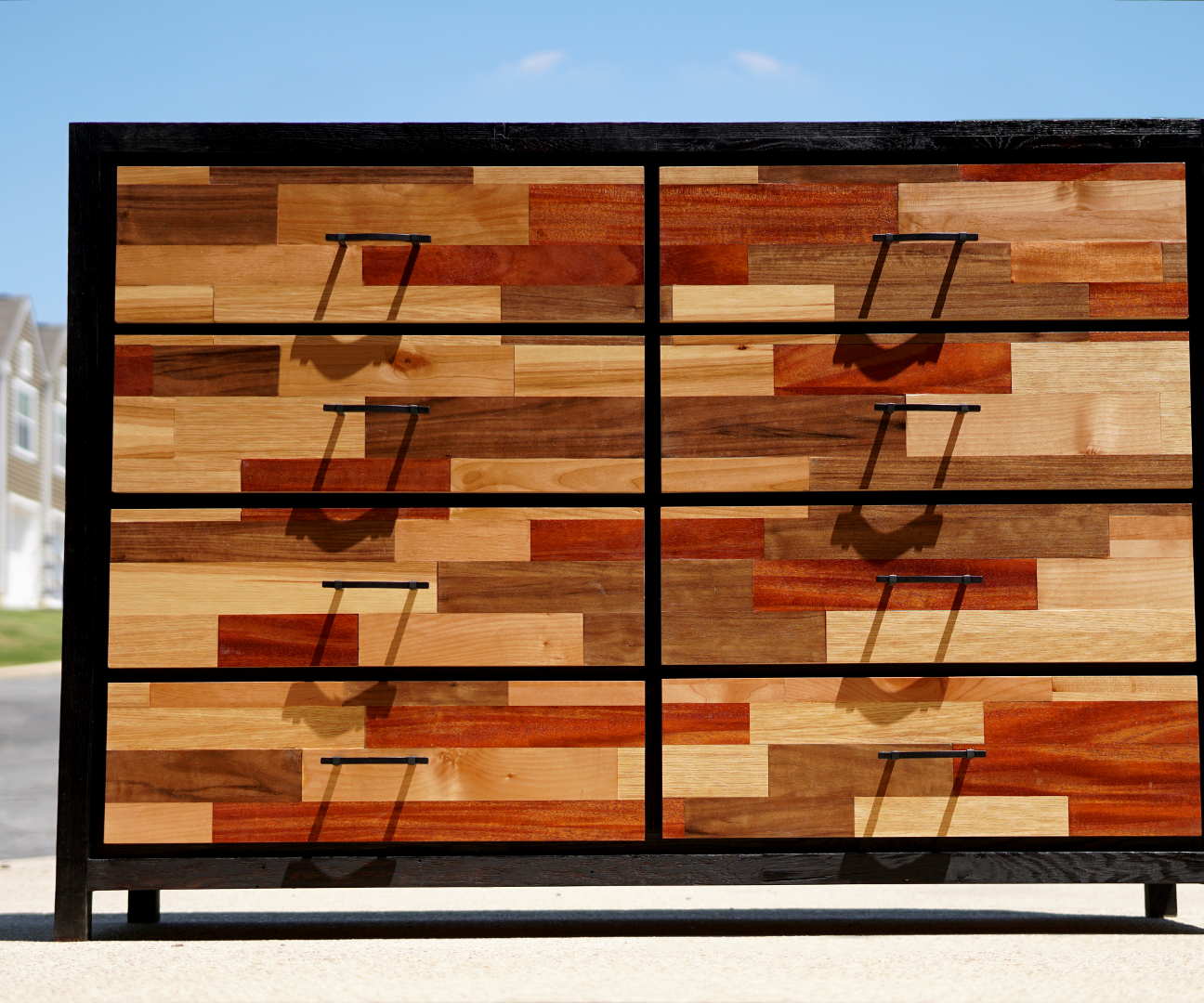 Patchwork Plywood and Ebonized Oak Dresser