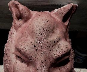 Casting concrete ornament using Latex molds.
