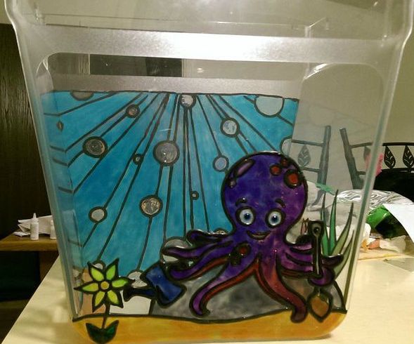 Stained Glass Octopus's Garden Fish Tank