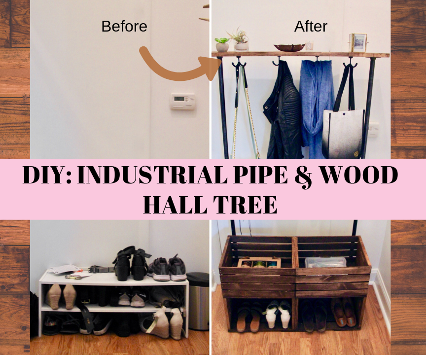 Wood & Industrial Pipe Hall Tree DIY