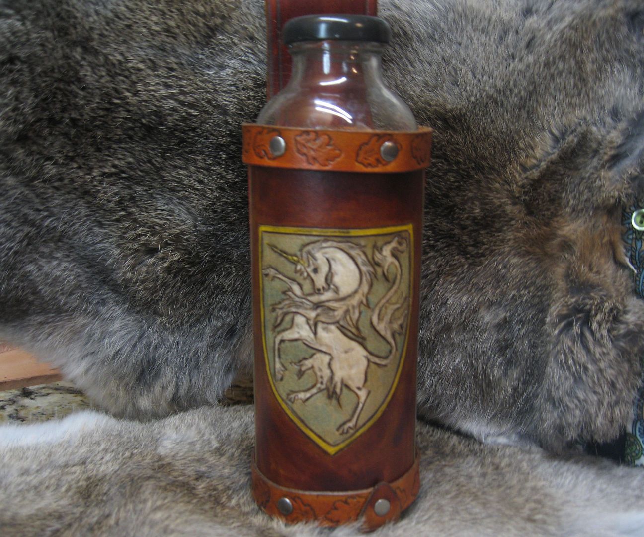 Make a Beautiful Leather Unicorn Water Bottle Holder