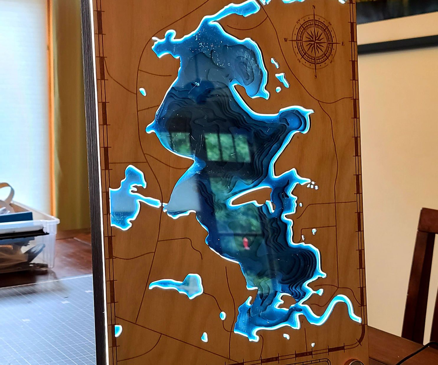 Edge Lit Bathymetric Map Using LED Standoffs