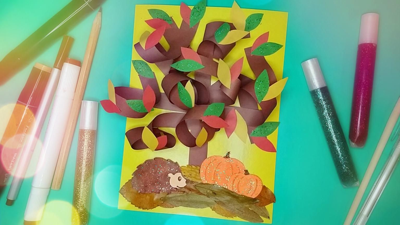 DIY FALL TREE CRAFT, 3d Tree Made of Colored Paper and Plant Materials ...