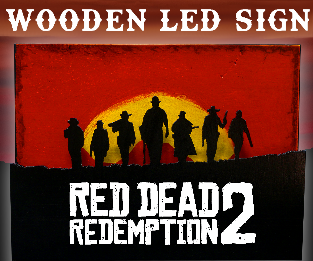 Red Dead Redemption 2 Wooden LED Sign