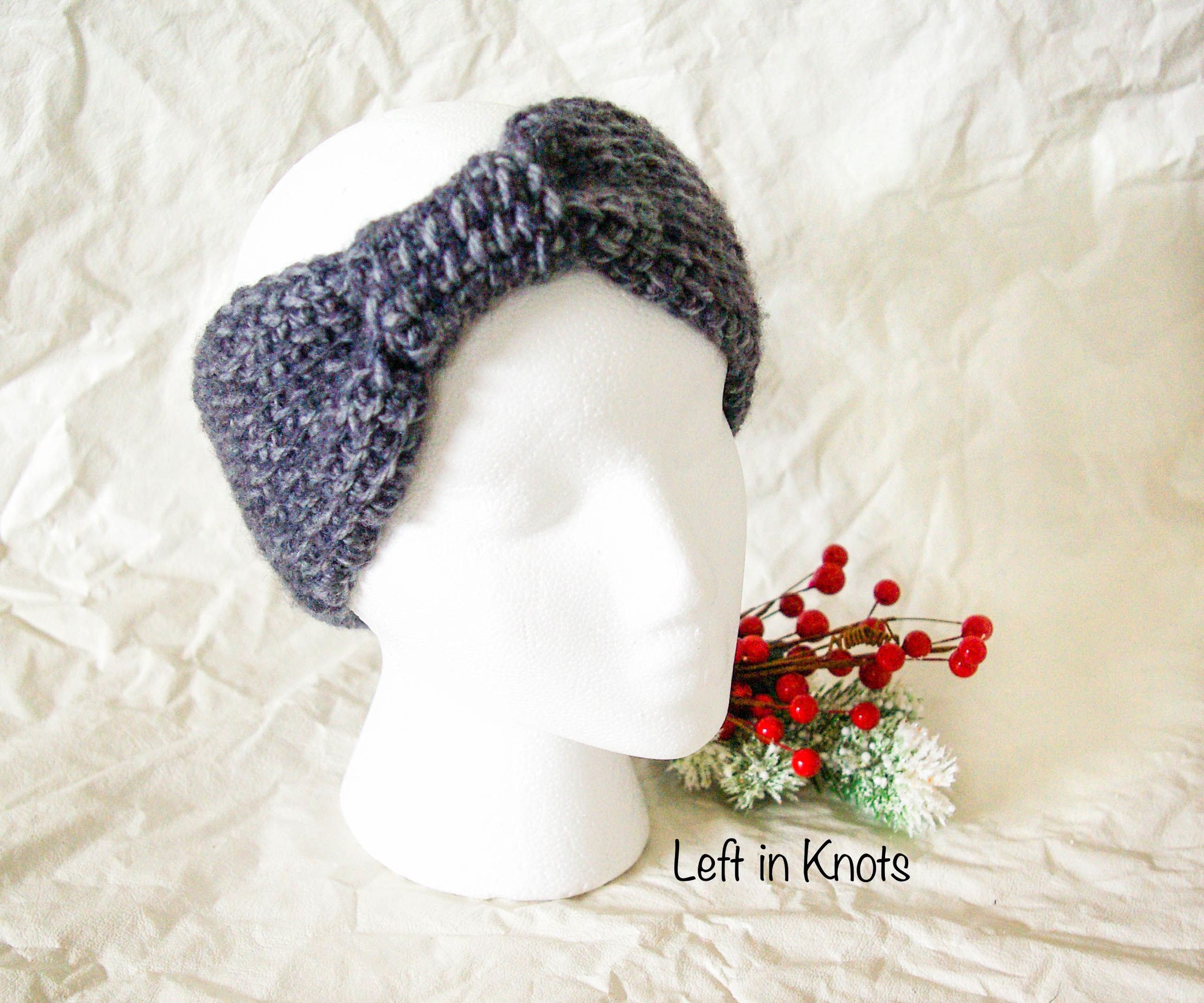 Tunisian Crochet Knotted Ear Warmer