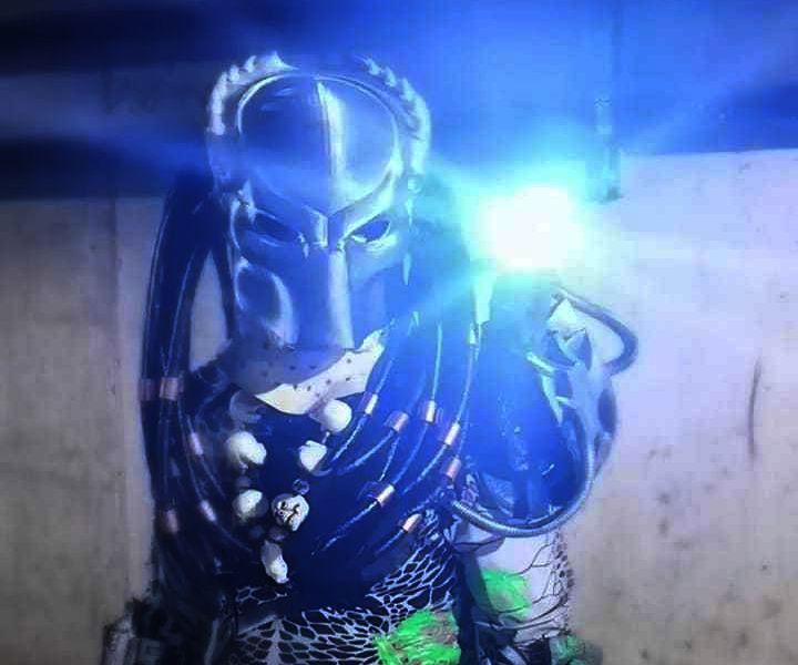 Interactive Predator Costume With Head Tracking Plasma Cannon