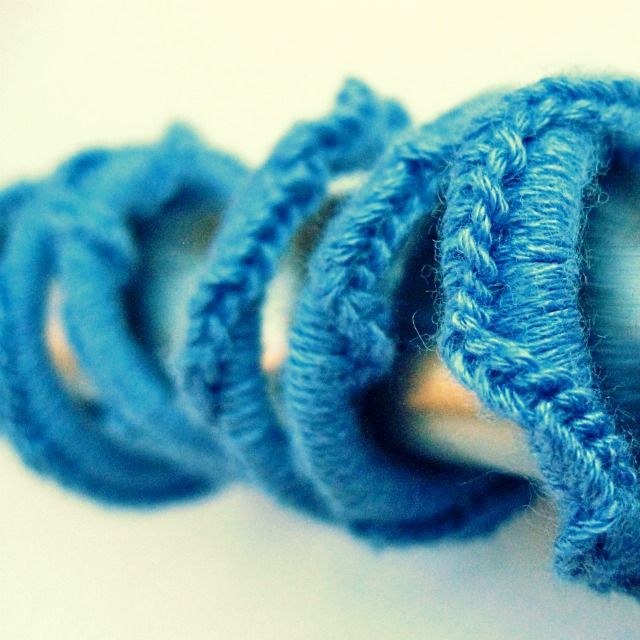 Blue Waves: Crochet-wrapped Earbuds