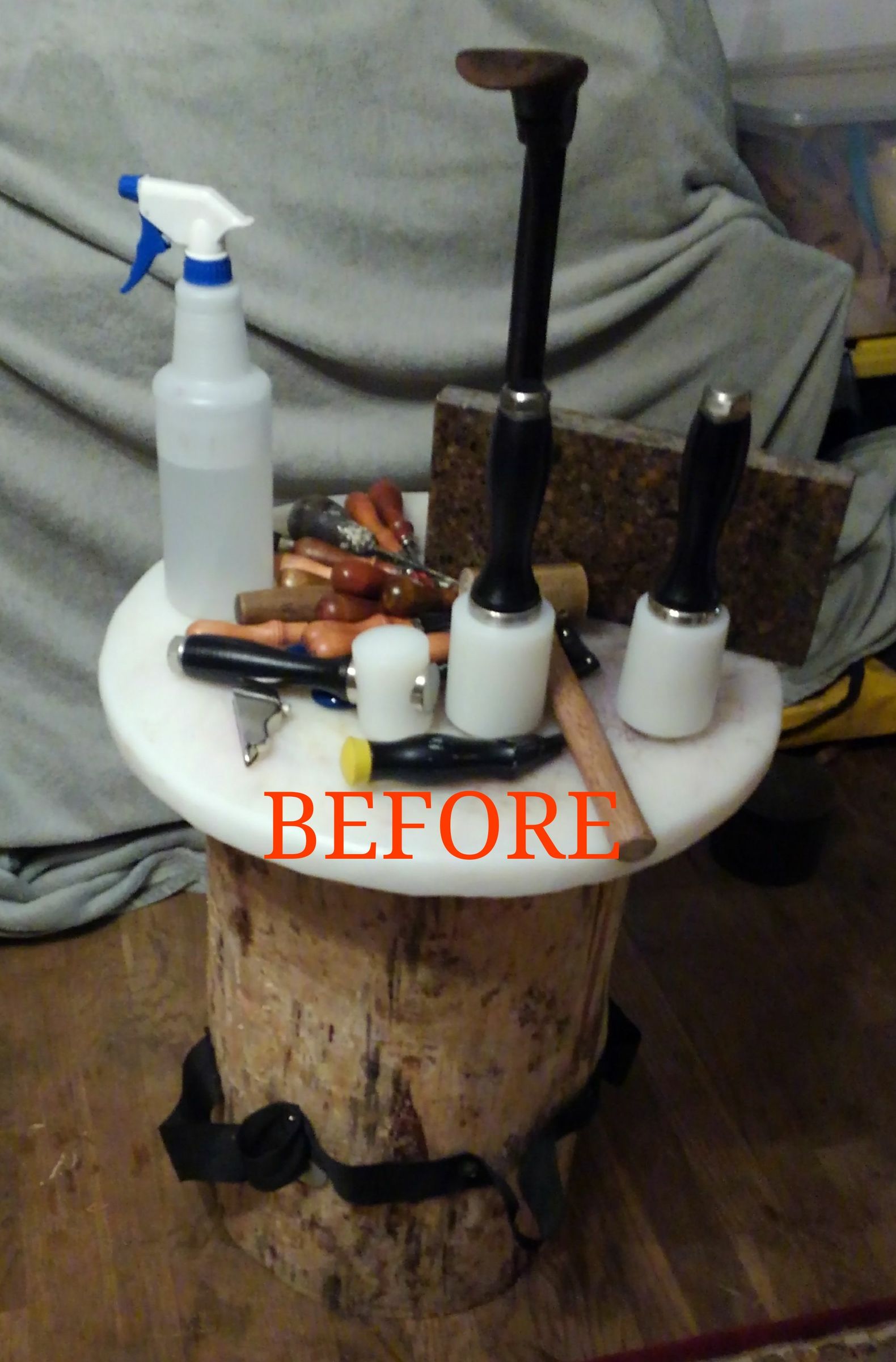 Hacked Tool Storage on My Pounding Log!!!!   