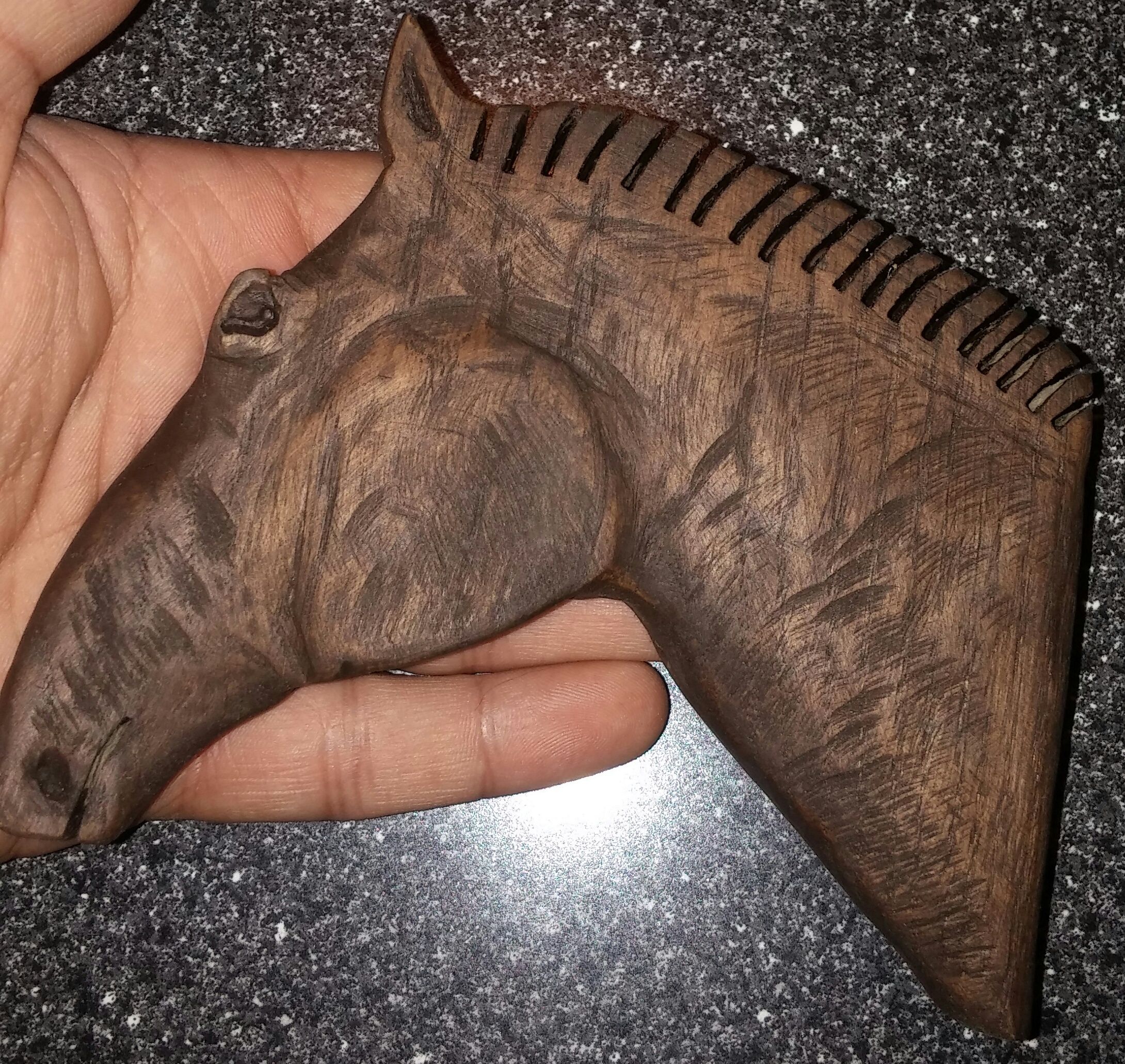  3Dish Horse Head Made Out of Oak 