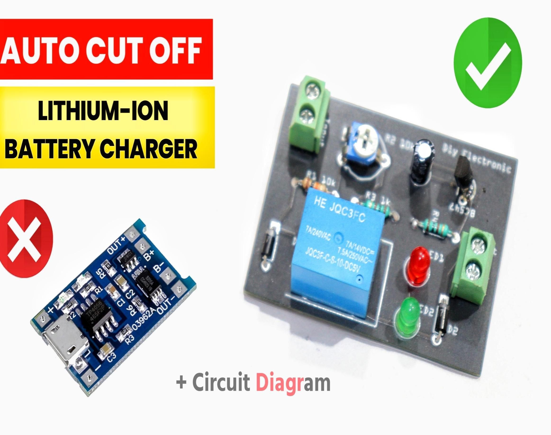 Auto Cut Off 3.7 Volt Battery Charger Circuit